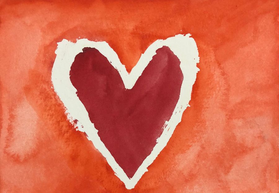 Art: Love Shines Through (orange and red heart)